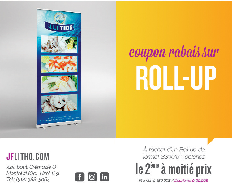 Coupon rabais sur Roll-up JF Litho